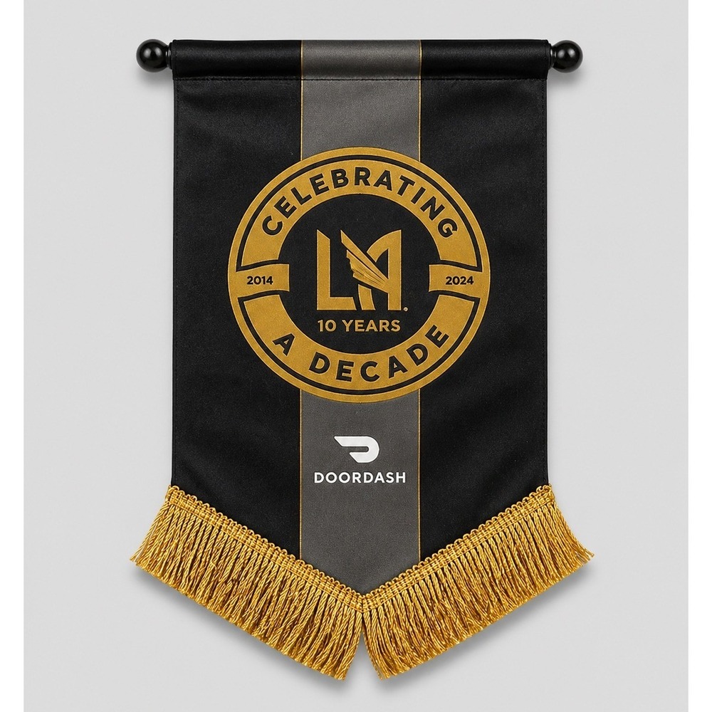 LAFC LosAngeles Football Club 10 Year Anniversary Pennant Banner Gold Fringe MLS